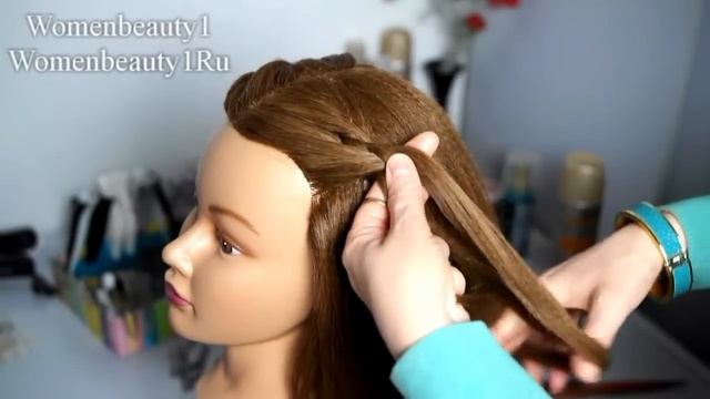 Прическа с плетением 4- прядных кос на средние волосы. смотреть онлайн