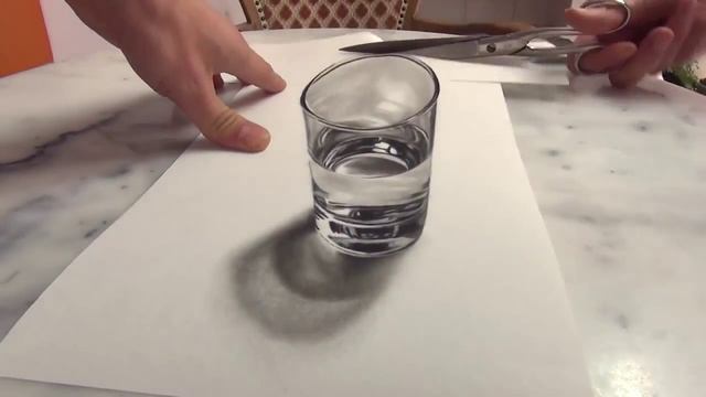 Как нарисовать стакан. 3D рисунок на бумаге смотреть онлайн