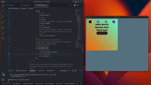 Python Tutorial - Flet Framework [Basics] For Beginners смотреть онлайн