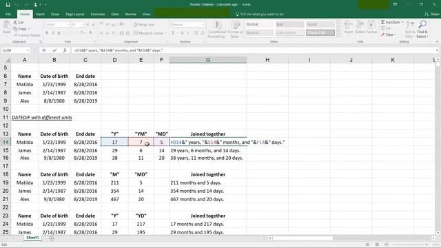 Excel - Calculate Age in Days, Months, or Years смотреть онлайн