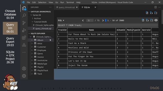 [04x06] Tableview GUI with SQLite.jl Query, Chinook DB, GTK.jl, Julia & VS Code [Julia Desktop Apps смотреть онлайн