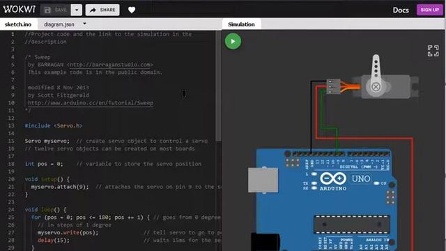 Servo Motor and Arduino UNO Simulation - Step by step guide | Wokwi Arduino Simulator смотреть онлайн