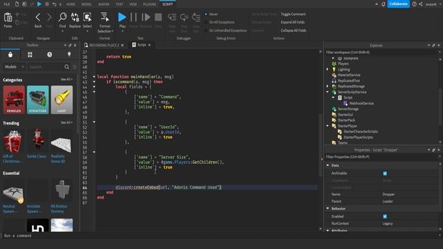 How to log ADONIS ADMIN COMMANDS with DISCORD WEBHOOKS | Roblox смотреть онлайн