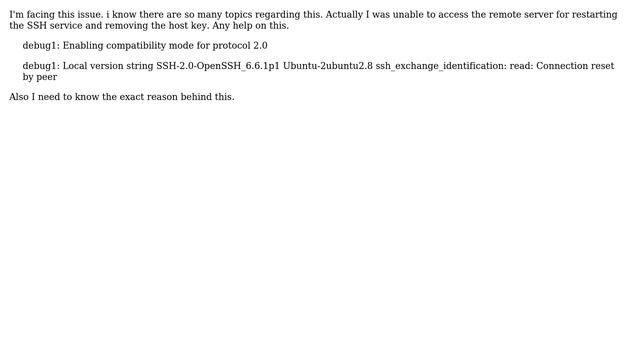 read: Connection reset by peer ( unable to access the remote server for restarting the SSH... смотреть онлайн