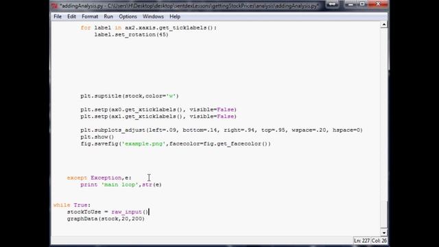 Charting Stocks Part 26 - Using Yahoo's API for our stock price technical analysis in matplotlib смотреть онлайн