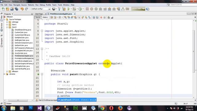Using Applet dimension to print center aligned text in Java Applet and AWT in Netbeans смотреть онлайн