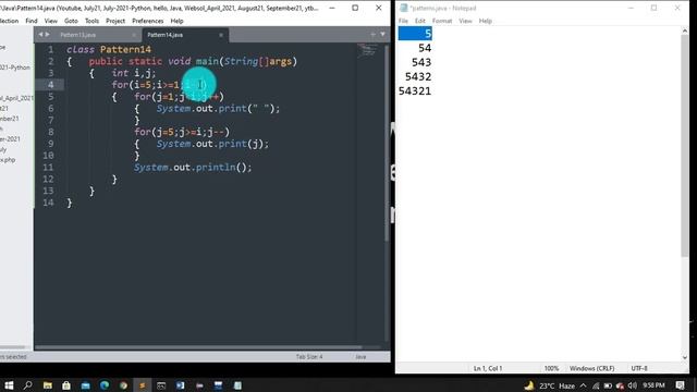 Pattern program in java | Pattern with space in java смотреть онлайн