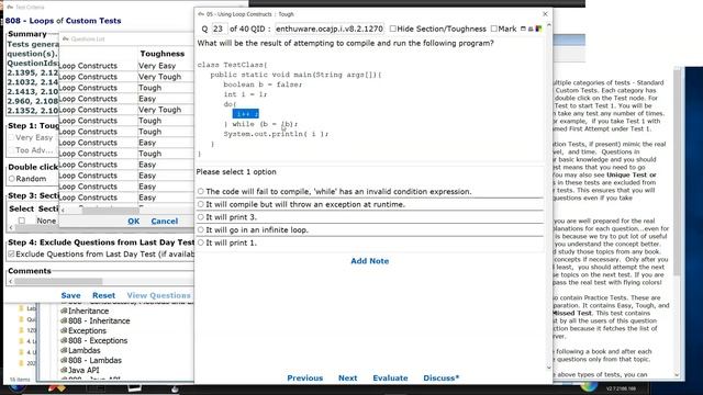 A do-while loop with boolean negation. (enthuware.ocajp.i.v8.2.1270) смотреть онлайн