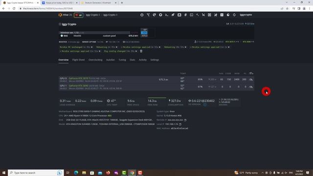 3070 TI Kaspa Mining HiveOS lolMiner 1.72 560mhs @ 80w смотреть онлайн