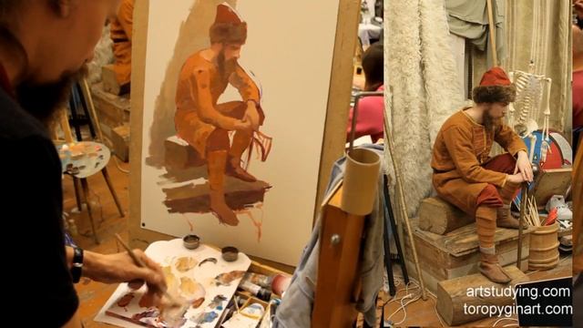 Сидящая одетая фигура. обучение живописи фигура 106 серия смотреть онлайн