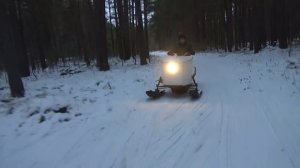 Самодельный снегоход 02 ,первые покатушки .