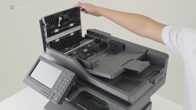 Lexmark XM3250 - Clearing the paper jam in the automatic document feeder смотреть онлайн