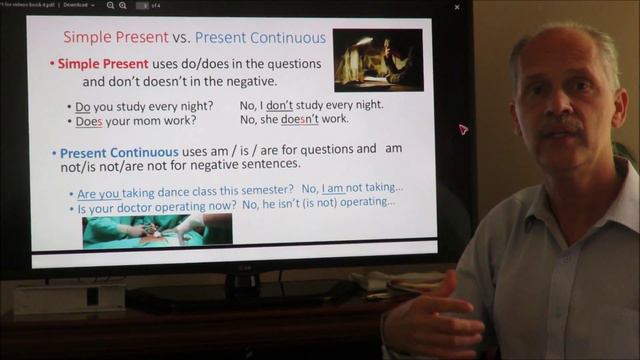 ESL Simple Present and Present Continuous in Qs and Negative смотреть онлайн