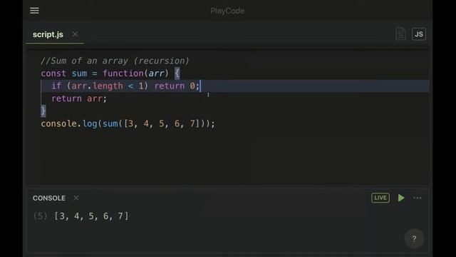 How to calculate sum of an array with JavaScript recursion смотреть онлайн