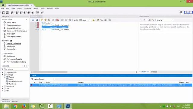 mysql workbench : how to fix error code 1175 : You are using safe update mode смотреть онлайн
