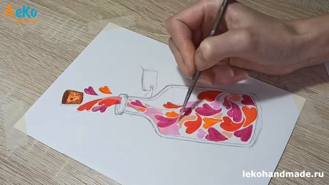 Как нарисовать бутылочку. Простое рисование красками. ЛеКо смотреть онлайн