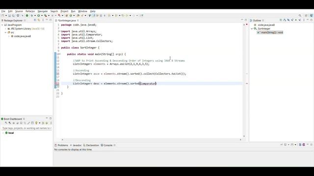 Java 8 Program to Print Ascending and Descending Order of a List of Integers | Learn Code | Sorting смотреть онлайн