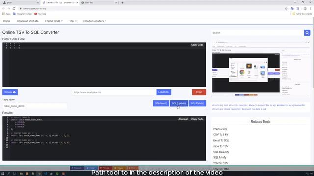 Online TSV To SQL Converter смотреть онлайн
