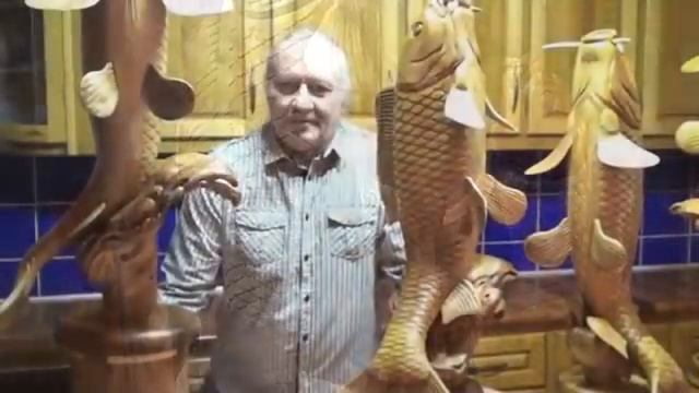 Wood Carving "Сarp fish", Кубки из дерева. для карповых соревнований, готовая работа смотреть онлайн
