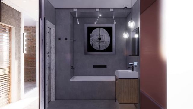 Санузел в стиле лофт, вариант 1 смотреть онлайн