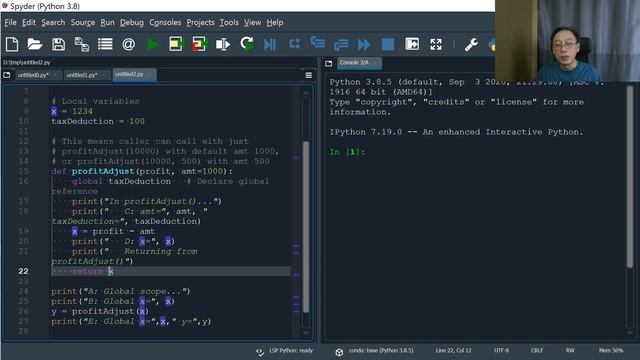 Python Programming -Functions and Lambdas T02 - Local Variables (Part 1/2) смотреть онлайн