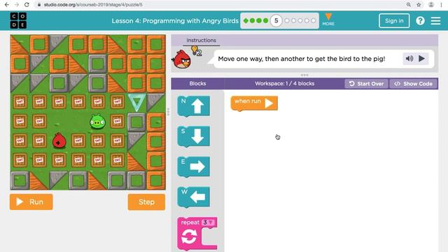 Grade K-1 Coding Lesson 11: Course B - Program with Angry Birds смотреть онлайн