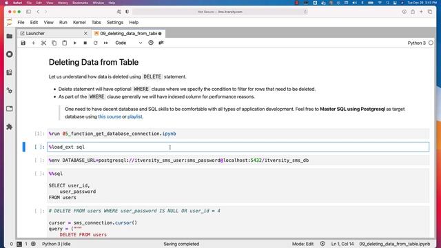 Mastering Python - Database Programming - CRUD Operations - 09 Deleting Data from Table смотреть онлайн