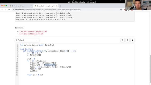 1649. Create Sorted Array through Instructions (Leetcode Hard) смотреть онлайн