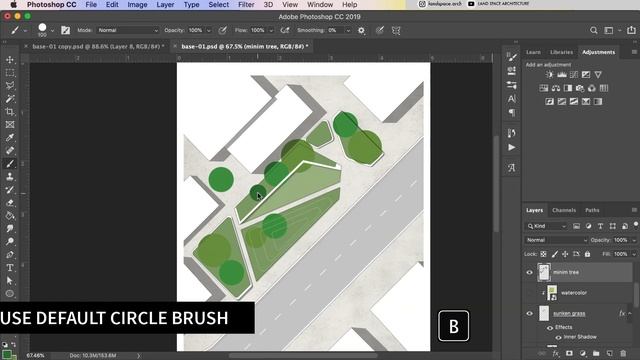 How To Draw Trees On Landscape Plan Rendering In Photoshop