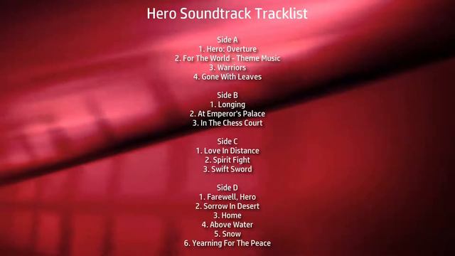 Hero Soundtrack Tracklist - Ying Xiong 2002 Original Music From Wuxia Film Full OST | Vinyl | 2 LP
