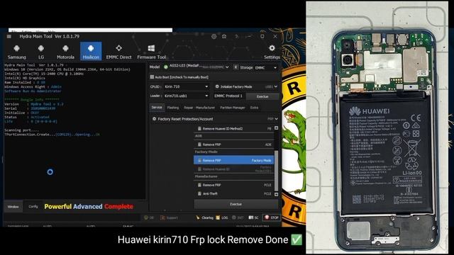 HiSilicon Kirin 710 FRP Lock Remove By Hydra Tool смотреть онлайн