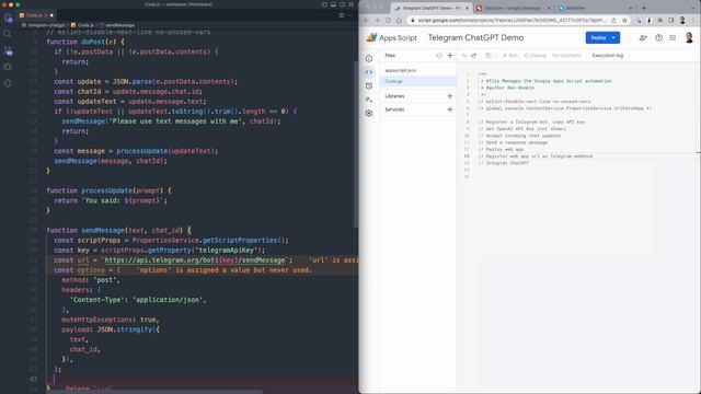Build a Telegram chat bot for ChatGPT with Google Apps Script смотреть онлайн