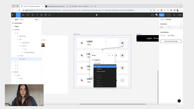 Dynamic prototyping with variables / Figma tutorial смотреть онлайн