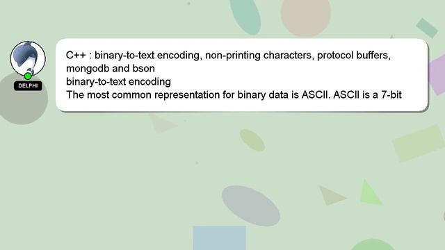 C++ : binary-to-text encoding, non-printing characters, protocol buffers, mongodb and bson смотреть онлайн