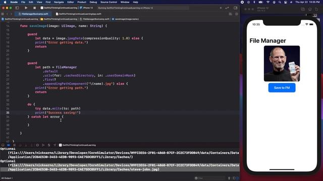Save data and images to FileManager in Xcode | Continued Learning #26 смотреть онлайн
