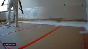 Покраска дюрополимерного плинтуса (GRACO GX21)