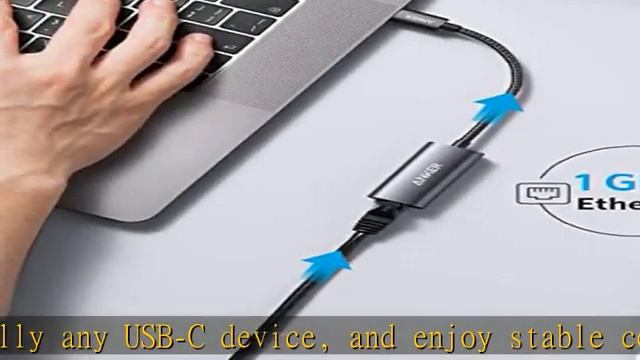 Anker USB C To Ethernet Adapter, PowerExpand USB C To Gigabit Ethernet Adapter, Aluminum Portable U