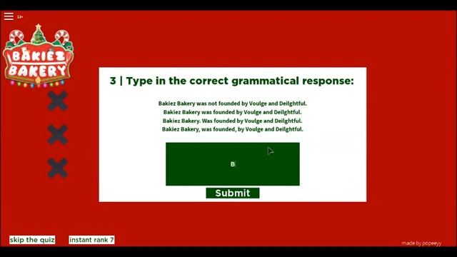 (Roblox) All Of The Correct Answers For Bakiez Bakery Job Center Quiz (EPILEPSY WARNING) смотреть онлайн