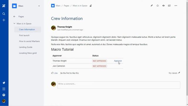 Approval Macro For Confluence
