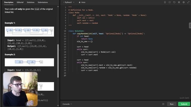 Deep Dive: LeetCode 138. Copy List with Random Pointer in Python смотреть онлайн