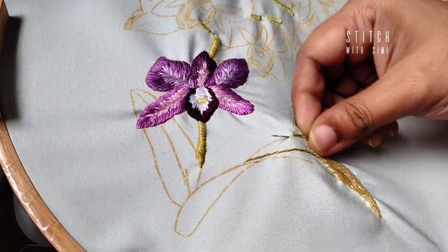 Orchid embroidery/ realistic flower needle painting timelapse/English @DrART смотреть онлайн