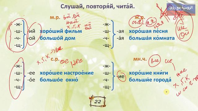اللغة الروسية، الصف العاشر، الدرس 2 الجزء 3 (ملخص الصفات، تمارين) смотреть онлайн
