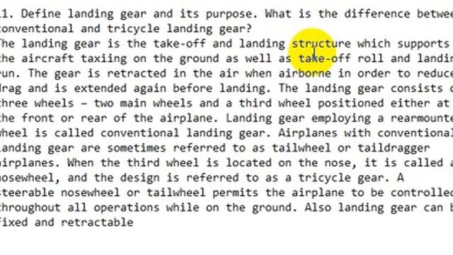 Define landing gear and its purpose. What is the difference between conventional and tricycle lg? смотреть онлайн
