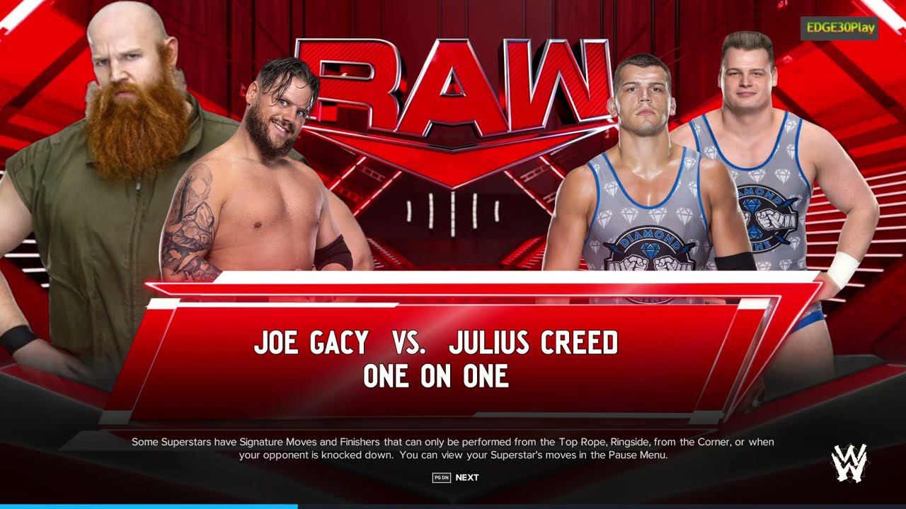 WWE2K24 Joe Gacy w/ Erick Rowan vs Julius Creed w/ Brutus Creed смотреть онлайн