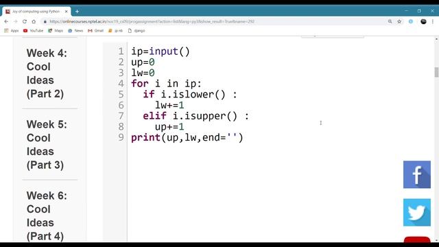 NPTEL | Joy of computing using Python | WEEK 12| Programming Assignment 3: LETTERS смотреть онлайн