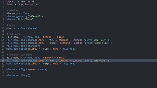 Using menus in tkinter смотреть онлайн
