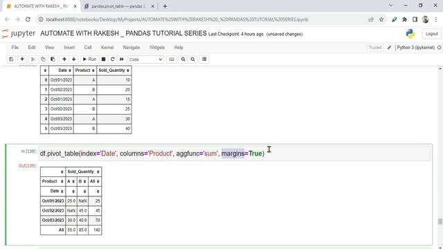 Pandas Pivot Table Margin | Pivot Table Margins Row Only | Pivot Table Margins Column Only смотреть онлайн