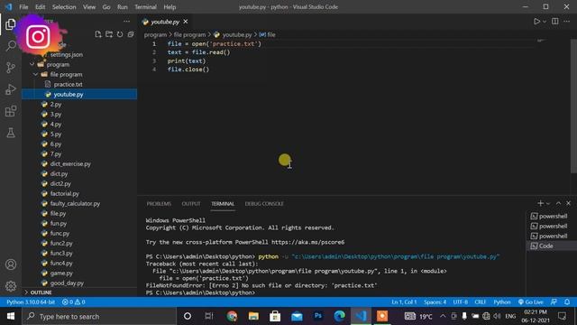 Filenotfounderror [errno 2] no such file or directory Problem Solved in Visual Studio Code | Python смотреть онлайн