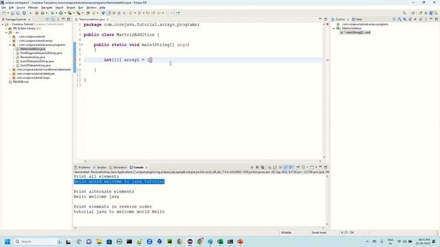 19. Java Array Example Programs - Reverse Array, Matrix Addition смотреть онлайн