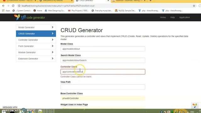 Yii 2.0 in hindi Lesson 7 - Creating CRUD Using Gii Tool (Code Generator tool) смотреть онлайн